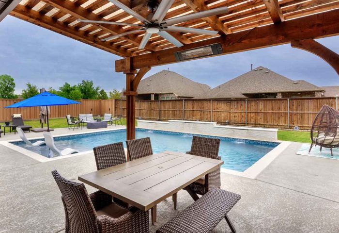 View of Complete Luxury Outdoor Living Area - Lonestar Pool & Spa Design